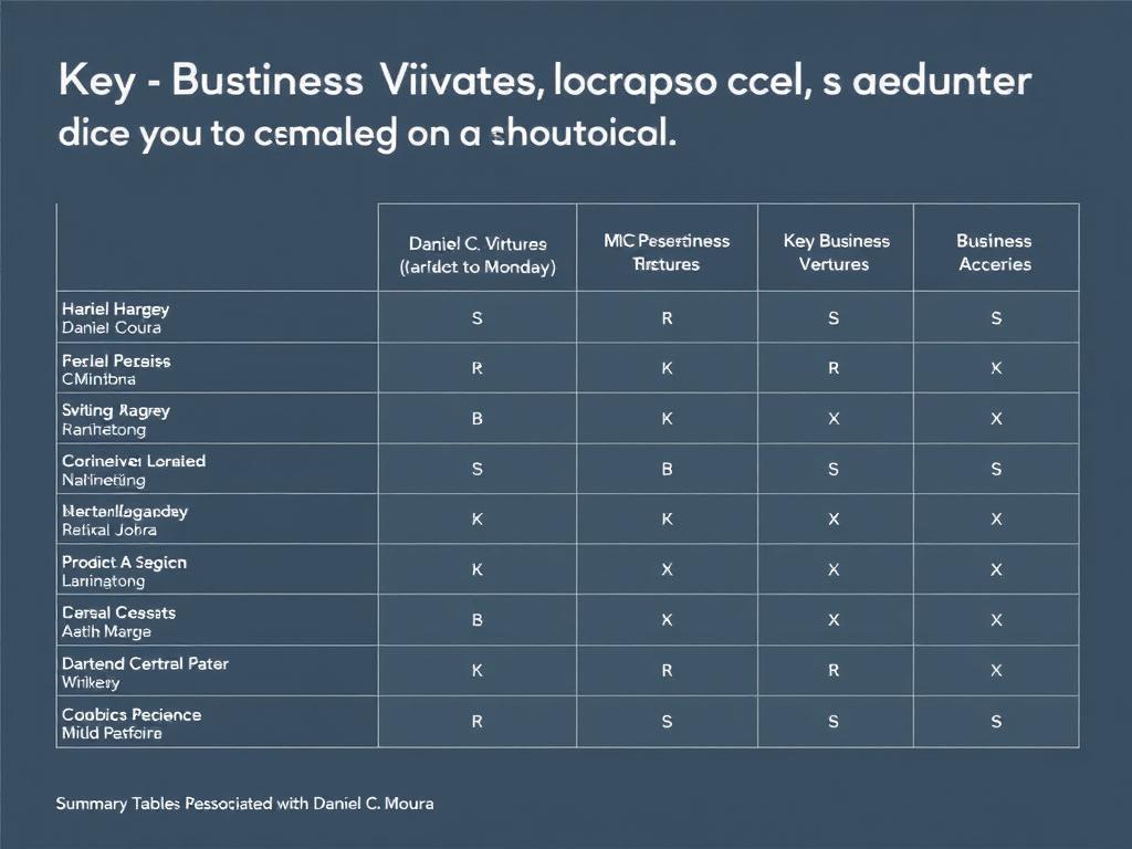     Key Business Ventures Associated with Daniel C. Moura. Summary Table of Key Business Ventures Associated with Daniel C. Moura